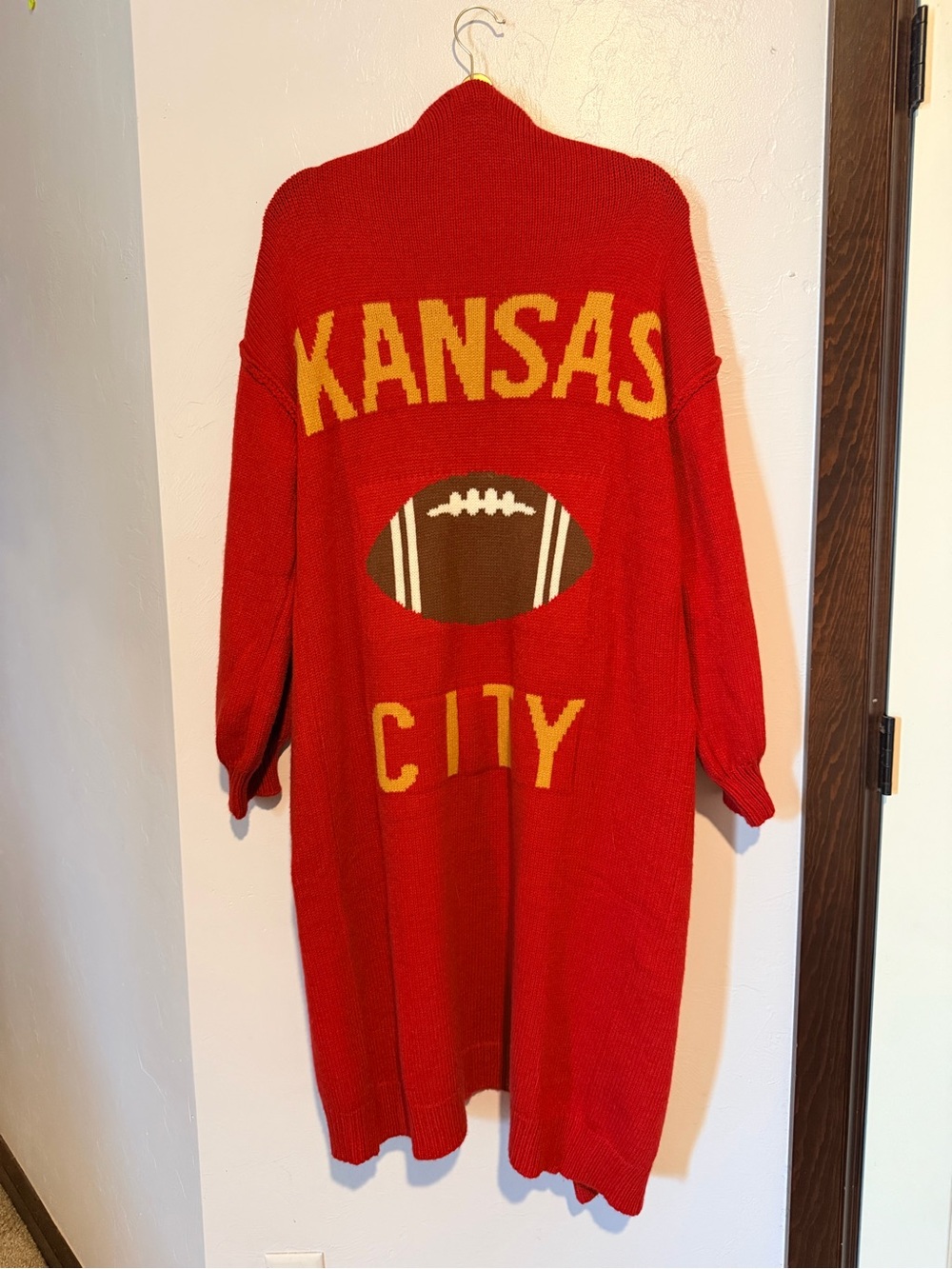 Kansas City Red Graphic Long Cardigan Sweater